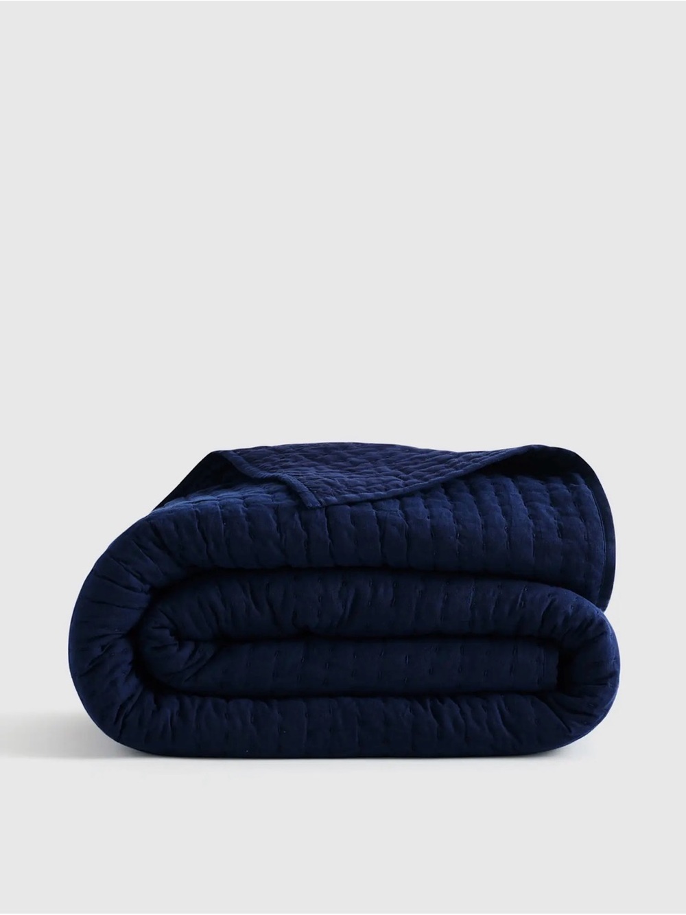 Quince European Linen Cotton Stitch Quilt in Navy Full/Queen